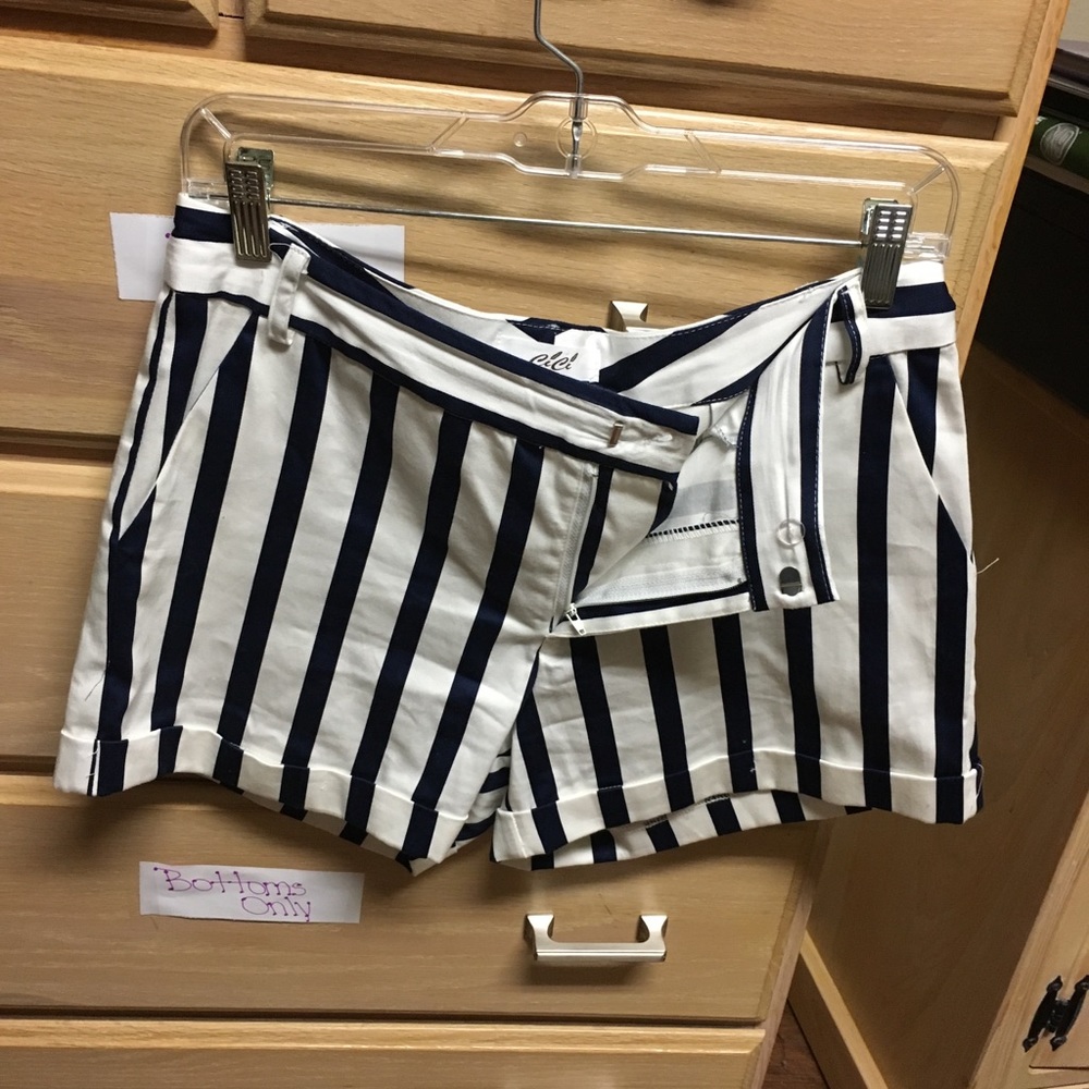 Navy & white striped trouser shorts